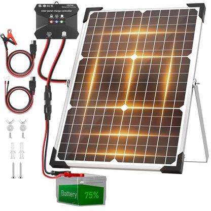 30W 12V Solar Panel Battery Charger Trickle Maintainer Kit