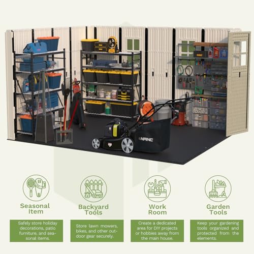 10x12 FT Resin Outdoor Storage Shed with Floor and Skylight