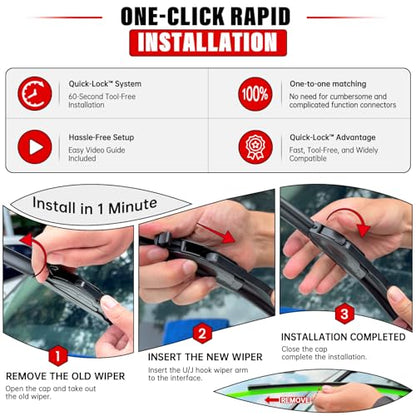 3 Pack Windshield Wiper Blades Replacement for Nissan Rogue Sport 2017