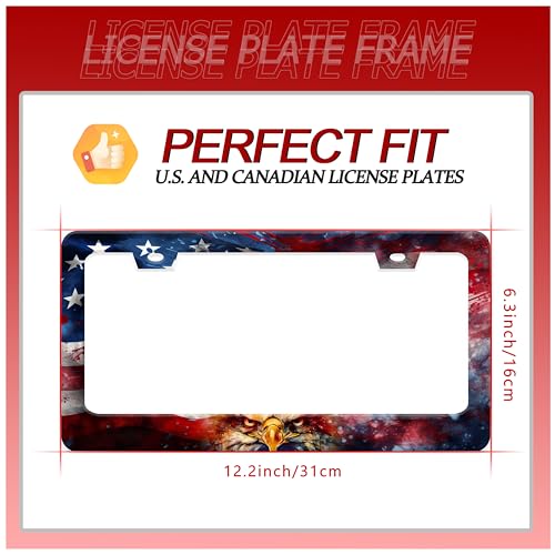 American Flag Eagle Patriotic License Plate Frame Stainless Steel 2