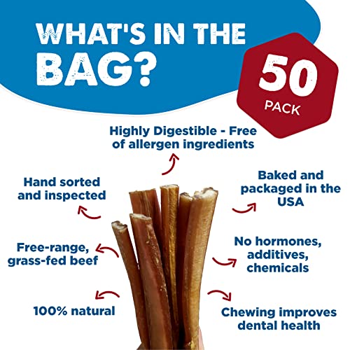 12 Inch Bully Sticks for Dogs (50 Count)