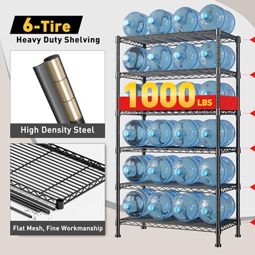 6 Tier Storage Shelves Metal Shelving for Storage Load 1000 LBS