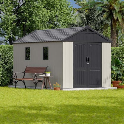 8x12 FT Resin Outdoor Storage Shed with Floor