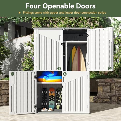 64 Cu.Ft Resin Outdoor Storage Shed with 2 Shelves & Floor
