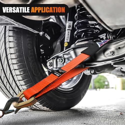 4PCS 2"x 38" Axle Tie Down Straps with Protective Sleeve D (4 Count)