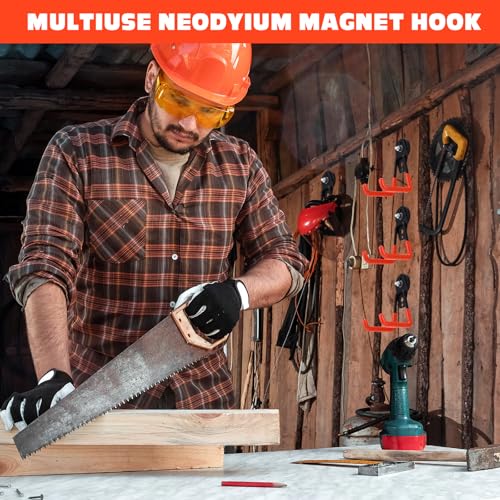 18 Pcs Large Magnetic Hooks Heavy Duty Garage Magnet Hooks Strong Storage Utility Magnetic Hangers with Anti Slip Rubber Coating for Indoor and Outdoor Hanging (18 Count)