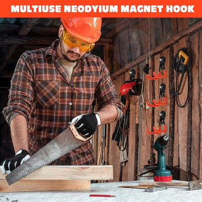 18 Pcs Large Magnetic Hooks Heavy Duty Garage Magnet Hooks Strong Storage Utility Magnetic Hangers with Anti Slip Rubber Coating for Indoor and Outdoor Hanging (18 Count)