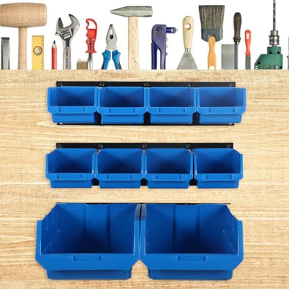 10 Bin Wall Mounted Plastic Storage Bins Hanging Organizer Bins