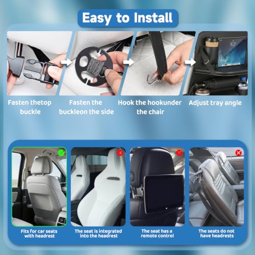 Car Seat Back Organizer with Foldable Table Tray Back of Seat Car Organizer with Touch Screen Phone Holder Premium Pu Leather Material for Kids