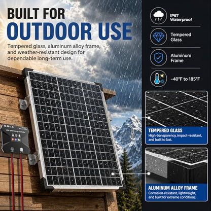 50W 12V Solar Panel Battery Charger Trickle Maintainer Kit