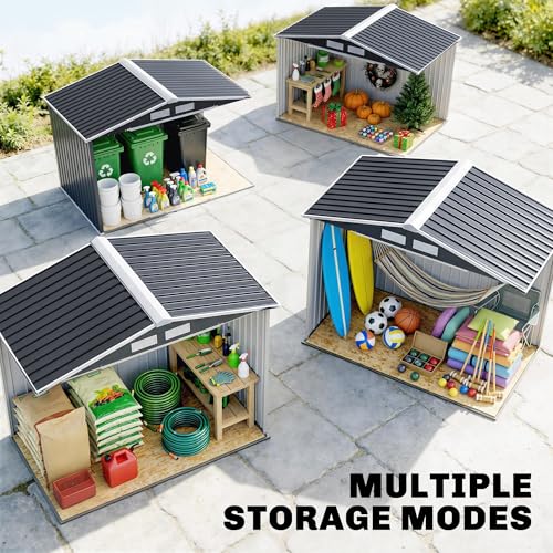 7' x 4' Outdoor Storage Shed Garden Tool Metal Shed Dark Gray