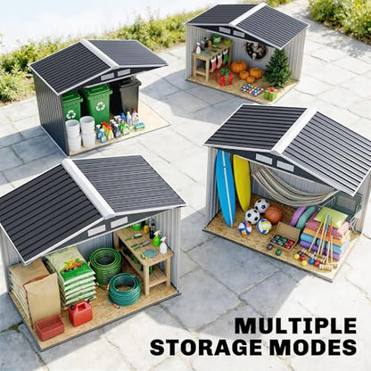 7' x 4' Outdoor Storage Shed Garden Tool Metal Shed Dark Gray