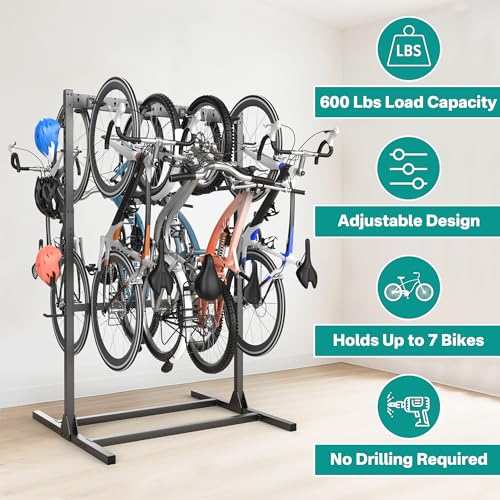 Freestanding Bike Stand Rack with Adjustable Hooks
