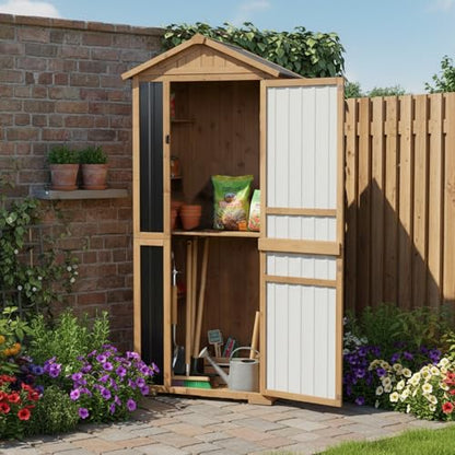 Large Outdoor Storage Cabinet with 4 Shelves