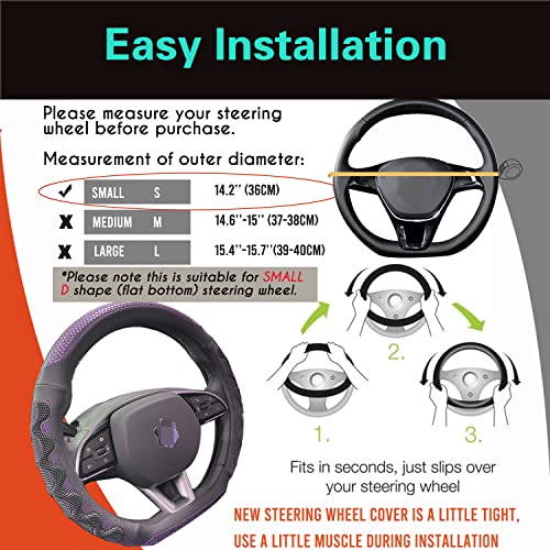 D Shaped 14 Inch Small Steering Wheel Cover Great Grip