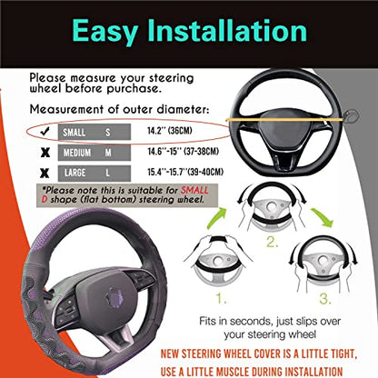 D Shaped 14 Inch Small Steering Wheel Cover Great Grip