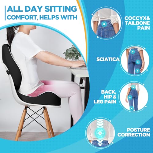 Seat Cushion & Lumbar Support Pillow for Office Chair