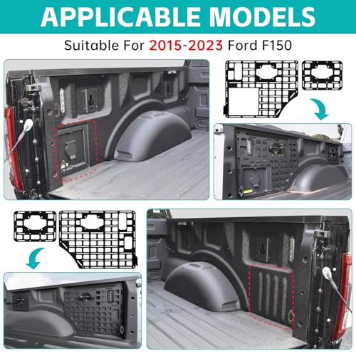 Side Truck Bed Molle Panel Rack System Compatible with 2015