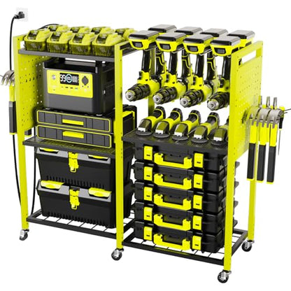 Heavy Duty Power Tools Organizer Cart with Charging Power Strip