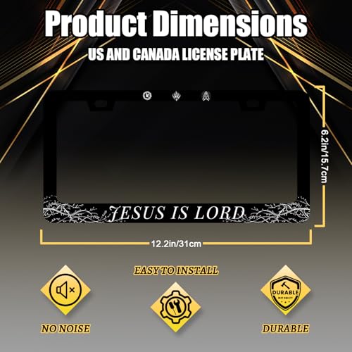 Jesus is Lord Stainless Steel Christian License Plate Frame 12.2 x 6.2 Inch