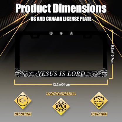 Jesus is Lord Stainless Steel Christian License Plate Frame 12.2 x 6.2 Inch