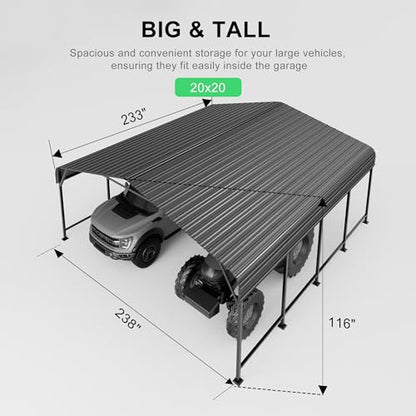 20x20 Heavy Duty Metal Carport