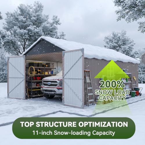 12'x20'x9.3' Outdoor Storage Shed Metal Garage Sheds with Solar Light