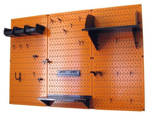 4 ft Metal Pegboard Standard Tool Storage Kit with Orange Toolboard and Black Accessories