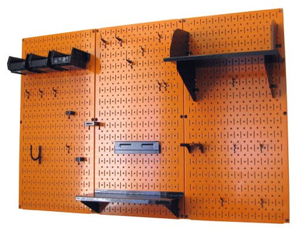 4 ft Metal Pegboard Standard Tool Storage Kit with Orange Toolboard and Black Accessories