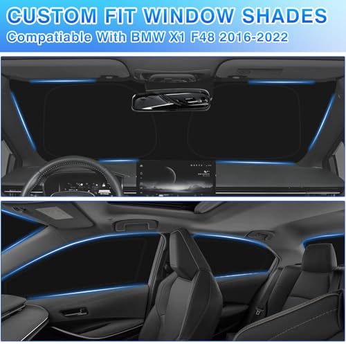Windshield Sun Shade for BMW X1 F48 2016 2017 2018 2019 2020 2021 2022 Car Window Shades Thicken UV Block and Blackout Privacy Foldable Sunshades 10PCS Accessories Keep Cool Sun Visor Covers (10 Count)