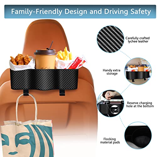 Car Headrest Organizer with Cup Holder &Hooks