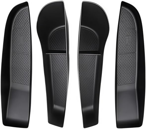 GGCLIMAX Car Organizer 4pcs Car Door Side Storage Box Compatible with Tesla Model 3 Highland 2024 TPE Front Rear Door Organizer Tray Interior Accessories(4 Pcs BLACK)