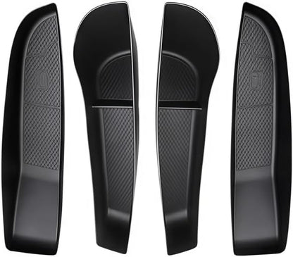 GGCLIMAX Car Organizer 4pcs Car Door Side Storage Box Compatible with Tesla Model 3 Highland 2024 TPE Front Rear Door Organizer Tray Interior Accessories(4 Pcs BLACK)