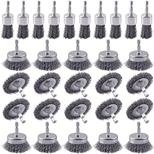 30 Pack Carbon Steel Wire Wheel Brush Cup Brush for Rust Removal (30 Count)