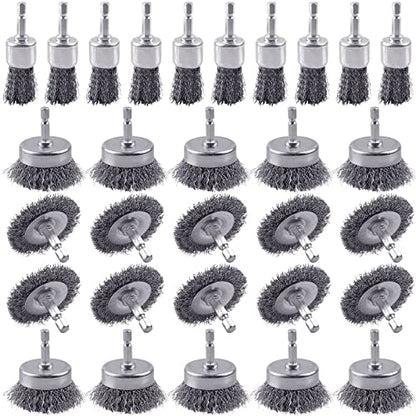 30 Pack Carbon Steel Wire Wheel Brush Cup Brush for Rust Removal (30 Count)
