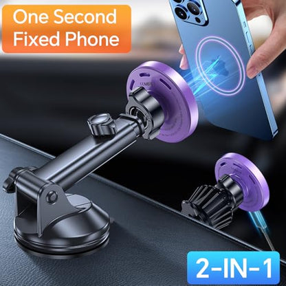 for MagSafe Car Mount Charger【Ultra Magnet】 Magnetic Phone Holders for Your Car Charger【Windshield+Vent+Dash】 Magnetic Wireless Car Phone Holder Charger Car Mount for iPhone 17