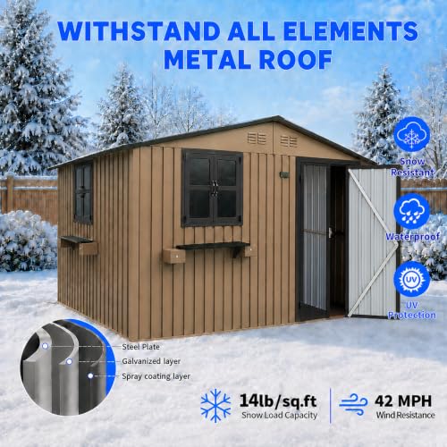10x8 FT Outdoor Storage Shed with 2 Clear Windows