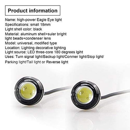 10Pcs 18mm 12V Eagle Eye LED Car Fog DRL Daytime Running Light Backup Reverse Tail Rock Lights Small bulb (10 Count)