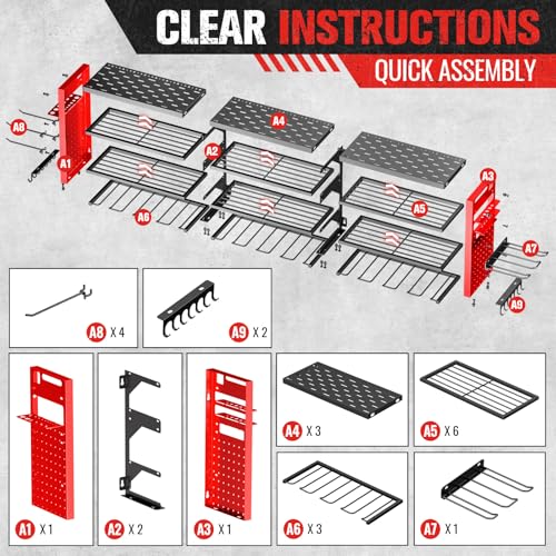 49.8" Power Tool Organizer Wall Mount