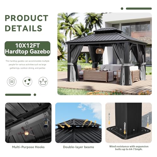 10' X 12' Hardtop Gazebo with Drainage