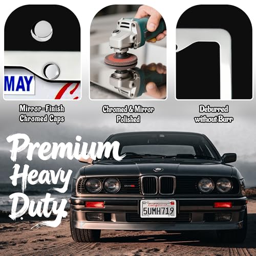 Premium Chrome License Plate Frames with 2 Anti