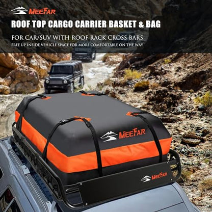 Roof Rack Rooftop Cargo Carrier Basket 51"*36"*5"+Waterproof Bag 15 Cu.Ft