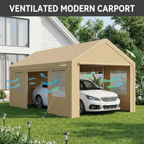 12x20 FT Heavy Duty Carport with Galvanized Frame