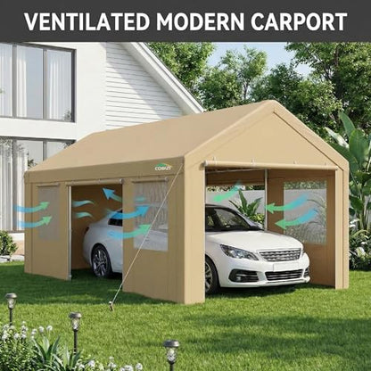12x20 FT Heavy Duty Carport with Galvanized Frame