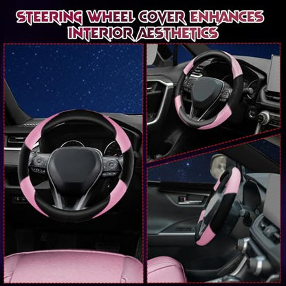Soft Leather Steering Wheel Cover with Breathable Design and Anti