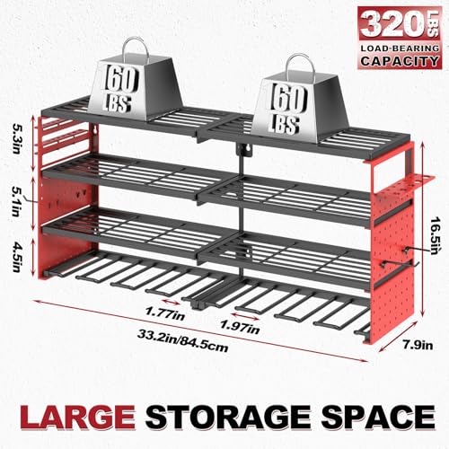 33" Metal Power Tool Organizer Wall Mount
