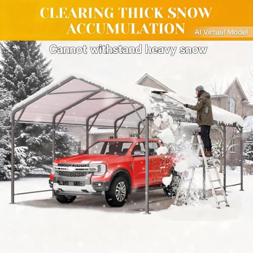 Carport 12' x 20' Heavy Duty Carport with Updated Roof & Enhanced Base