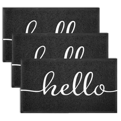 Door Mat 3 Pack Outside Inside Hello Doormat 30"x17.5" Durable Floor Mat Non Slip Rug Ultra Absorb Mud Easy Clean Front Doormat for Garage (1575 sq in Count)