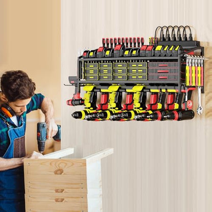 Power Tool Organizer Wall Mount with Charging Station