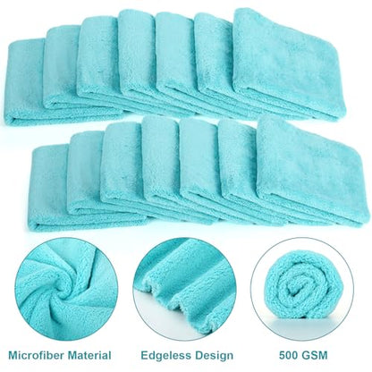30 Pcs 16 x 16 Inch Edgeless Microfiber Plush Towels for Cars Detailing Drying Wash Polishing Absorbent Cleaning Cloths (30 Count)